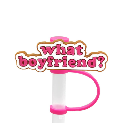 Straw Mouthpiece Silicone Dust Plug Decorative Buckle Clip Personalized Letter Label for Tumblers
